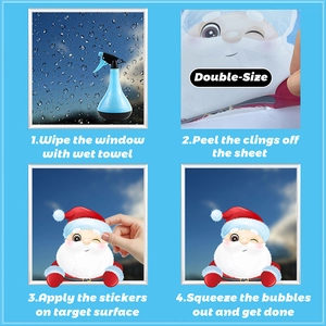 Guide d'installation en quatre étapes pour autocollants statiques de Père Noël double face