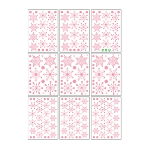 Set of 9 pink Christmas snowflake static window stickers for festive glass decoration