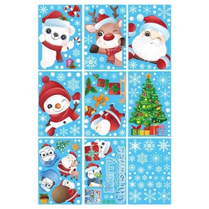 Lot de 9 stickers de Noël pour fenêtres avec Père Noël, rennes et flocons pour vitre