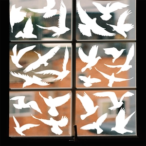 White anti-collision hummingbird window clings for glass doors and static bird decals