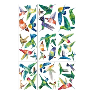 Set of 9 vibrant hummingbird window stickers for home and office glass decoration