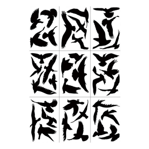 Lot de 9 autocollants anti-collision colibri noir, silhouettes d'oiseaux pour portes vitrées