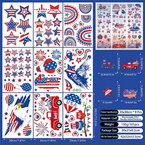 Set of 9 Independence Day static window clings with American eagle and flag designs