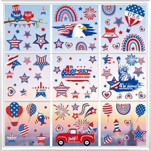 Independence Day static window clings set featuring Statue of Liberty and eagle designs