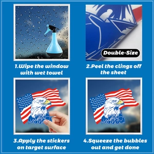 Step-by-step guide for double-sided bald eagle and US flag static cling window stickers