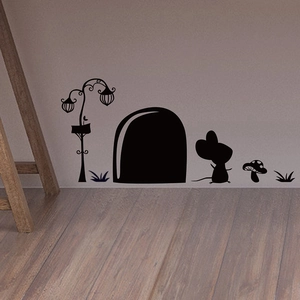 Cartoon Mouse Hole Wall Stickers PVC Waterproof Skirting Line Decorative Silhouette Animal Decals For Living Room
