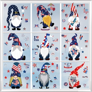 Detailed set of 9 patriotic gnomes in red white and blue for USA Independence Day decor