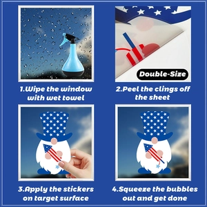 Step-by-step installation guide for double-sided Independence Day gnome window clings
