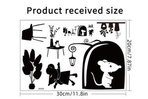Size specifications 30x20cm for cute mouse cartoon wall sticker and plant decal