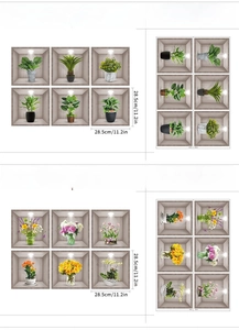 3D realistic green plant wall decal set with PVC material and precise size specifications