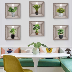 3D realistic green potted plant wall stickers in waterproof PVC for home background decoration