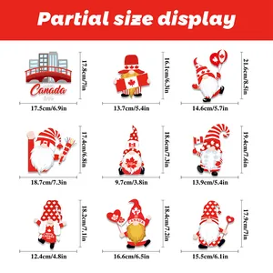 Tableau des tailles pour 9 stickers gnomes et feuilles d'érable de la fête du Canada