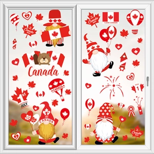 Stickers électrostatiques Canada Day avec feuilles d'érable pour décoration de vitre