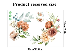 Foglio dettagliato 30x20cm di adesivi floreali in PVC impermeabili con motivi di rose