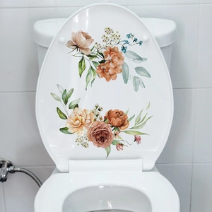 Adesivo per Sedile del Gabinetto a Fiori Acquerello Impermeabile PVC Decalcomania Floreale per Bagno Decorazione Casa Adesivo