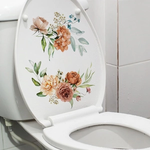 Adesivi floreali acquerello impermeabili per decorazione coperchio WC bagno