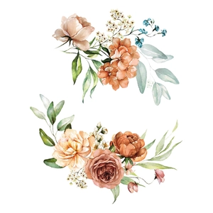 Adesivi per WC con fiori ad acquerello, rose rosa e peonie su sfondo bianco e pulito