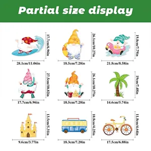 Hawaii gnome window static stickers size chart featuring 9 tropical beach summer designs