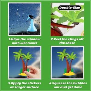 Step-by-step tutorial for double-sided tropical window stickers using a water spray bottle