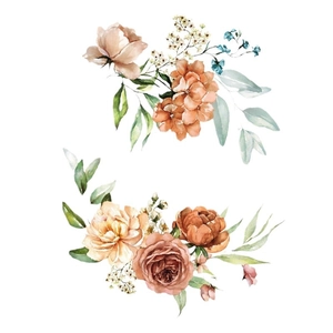 Adesivi floreali impermeabili per bagno e WC con eleganti rose e peonie ad acquerello