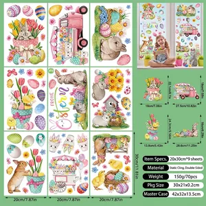 Easter bunny and egg static window stickers set with Frohe Ostern German text