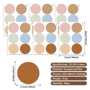 Detail of 36pcs Morandi polka dot wall stickers set with 6.3cm diameter transparent decals