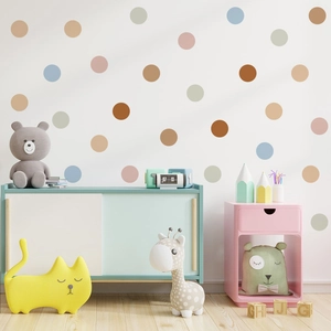 Morandi boho polka dot wall stickers for kids bedroom and nursery DIY wall decoration
