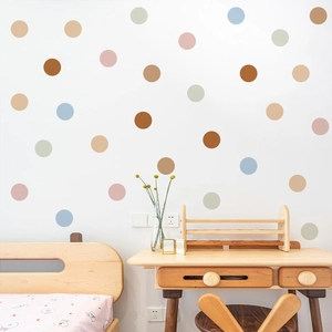 Boho Polka Dot Heart Daisy Wall Stickers PVC Removable DIY Decals For Kids Nursery Room Morandi Color
