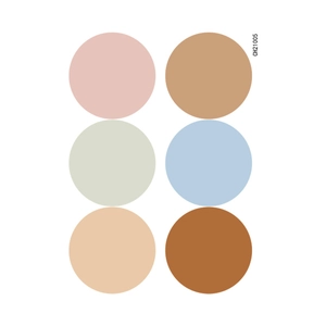Detailed view of Morandi color polka dot wall stickers in six soft pastel shades