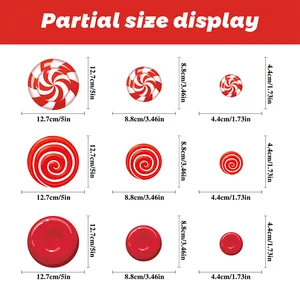 Size specifications for Christmas candy window stickers in three diameter variations