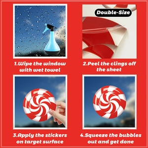 Step-by-step guide for applying double-sided Christmas candy peppermint window stickers