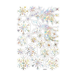 Rainbow prism snowflake window stickers with deer and tree for Christmas suncatcher decor