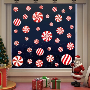 Christmas peppermint candy window stickers for festive holiday glass decoration