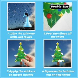 Step-by-step guide for applying double-sided Christmas tree electrostatic window decals