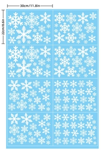 Detailed dimension sheet for snowflake Christmas window stickers measuring 30x22 cm