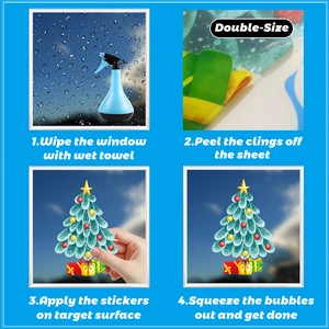 Detailed four-step guide for applying double-sided Christmas tree static window stickers
