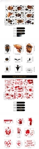 Detailed view of Halloween static window stickers with skulls, pumpkins and bats
