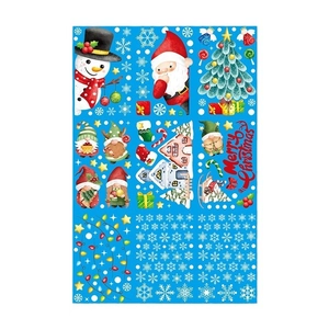 Christmas window stickers set featuring Santa, snowman and gnomes for holiday home decoration