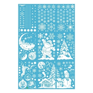 Stickers de fenêtre de Noël blancs avec Père Noël, rennes et flocons de neige