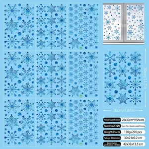 Set of 270 snowflake window stickers in blue and white for Christmas glass decoration