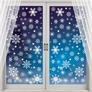 Winterliche weiße Schneeflocken-Fensteraufkleber Set für festliche Glasdekoration im Shop
