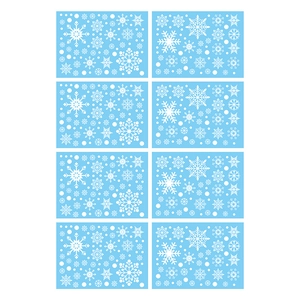 8er Set weiße Schneeflocken-Fensteraufkleber für weihnachtliche DIY Glas-Dekoration