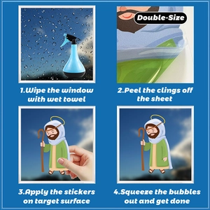 Step-by-step guide for applying double-sided Christmas gnome window stickers on glass
