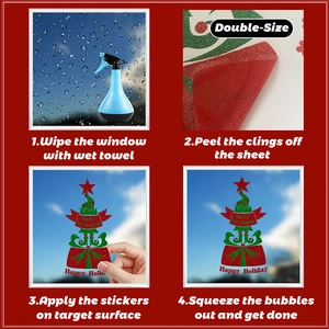 Step-by-step installation guide for glittery double-sided Christmas gnome window stickers