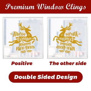 Double-sided glitter reindeer window sticker with Merry Christmas text for holiday decor
