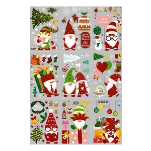 Glitter Christmas gnome window stickers set with 9 sheets of festive tree and snowflake decals