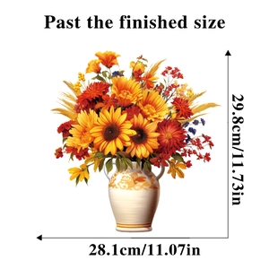 Detailed size chart for sunflower waterproof wall sticker showing 29.8x28.1cm dimensions