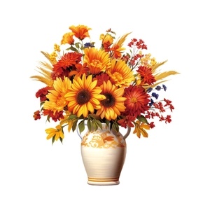 Waterproof floral bathroom wall stickers with sunflowers and lilies in a ceramic vase