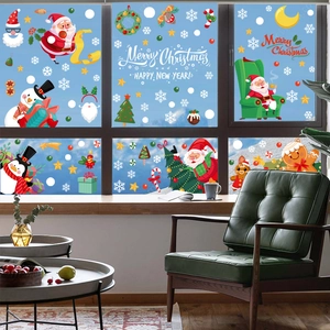 Christmas static window stickers featuring Santa, gingerbread man and snowflakes