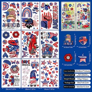 Detailed view of July 4th window clings set featuring Independence Day stars and stripes